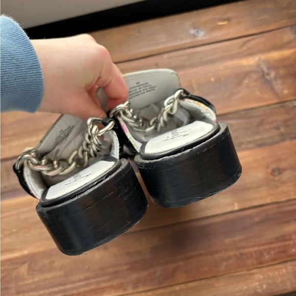 Free People Vida Floral Chain Block Heel Leather Mules Size 40 - Picture 5 of 10